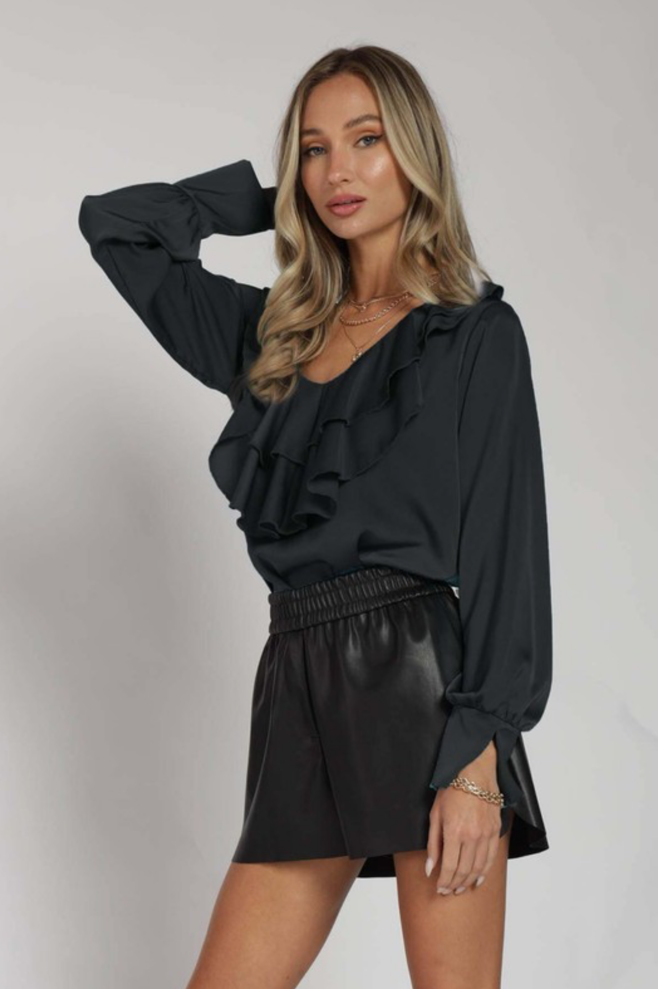 Ruffle Satin Blouse