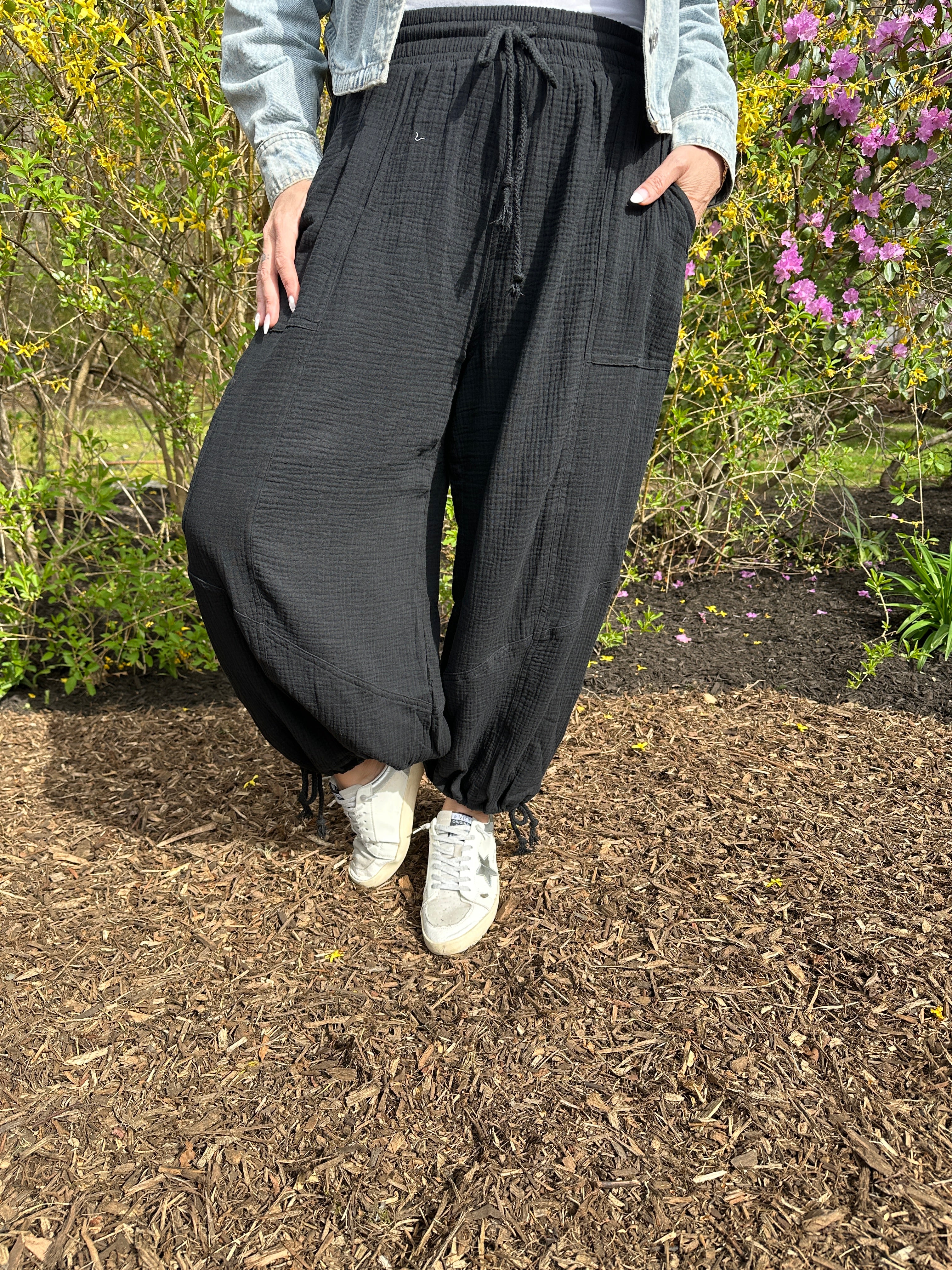 Gauze Cargo Barrel Pants