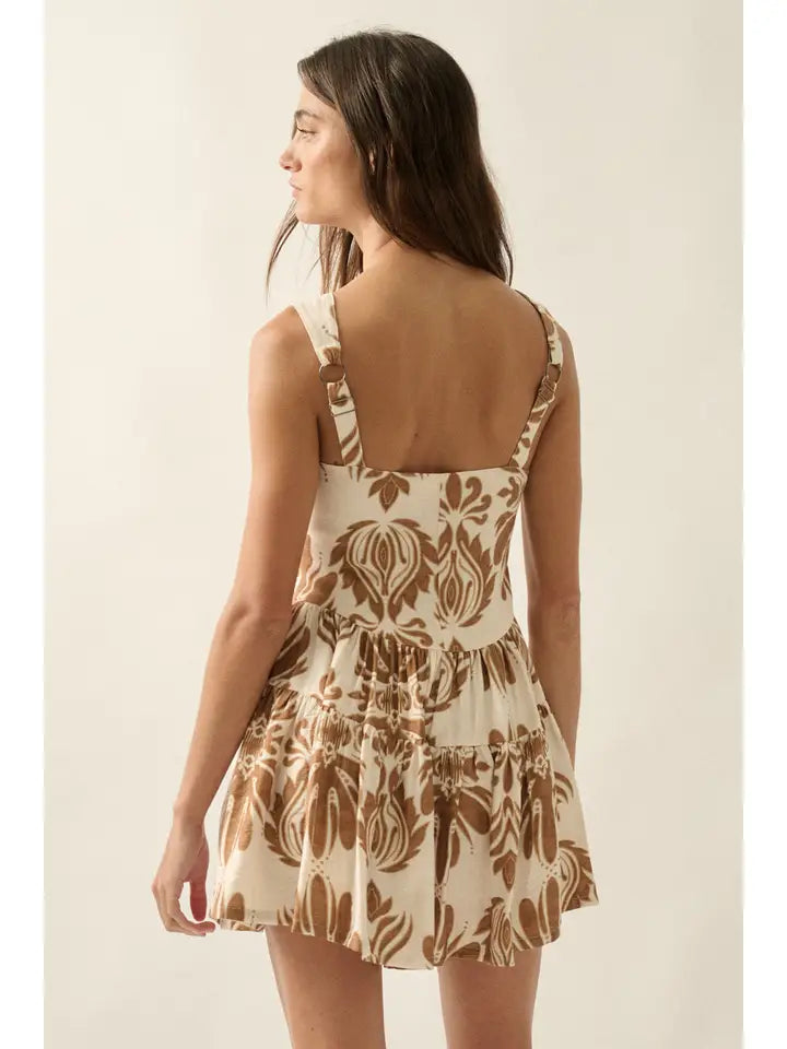 Taupe Print Romper