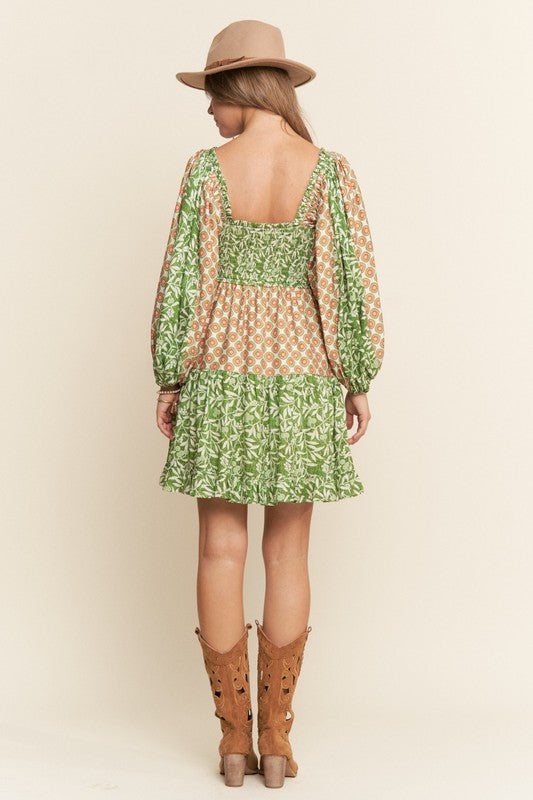 Green Floral Pattern Dress
