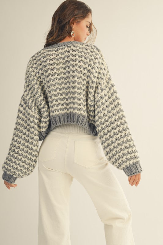 Vintage Chunky Ribbed Knit Cardigan Sweater