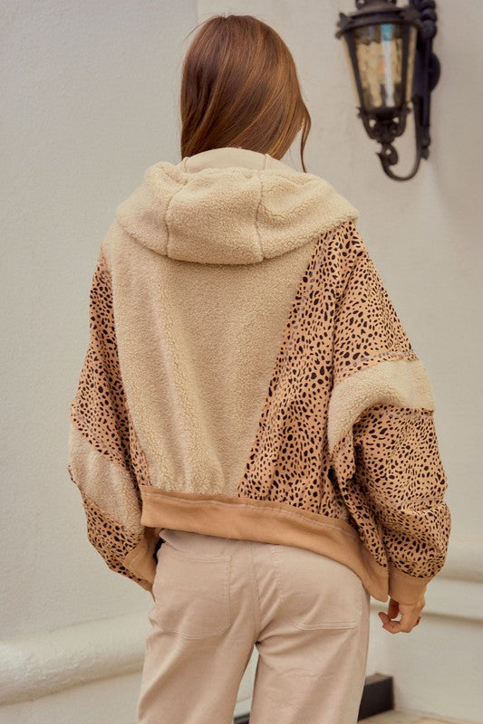 Vintage Leopard Washed Fleece Zip Up