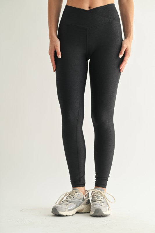 Faux Leather Crossover Leggings