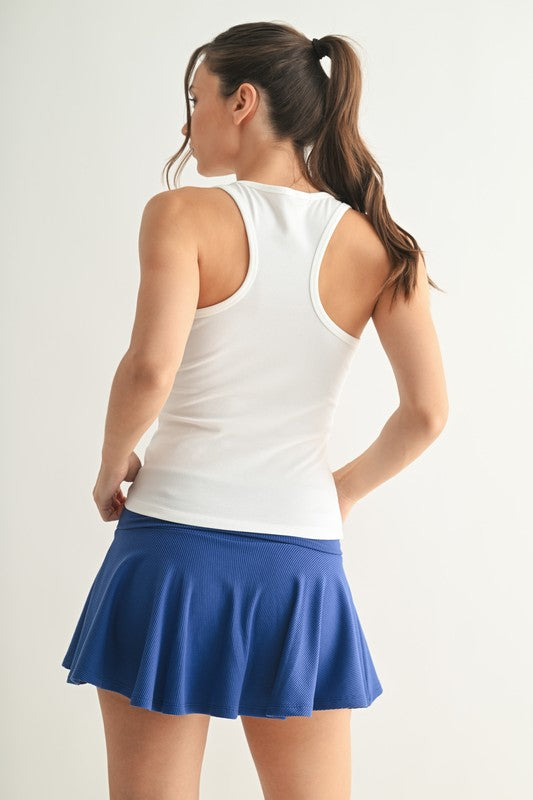 Scoop Neck Racerback Tank Top - WHITE