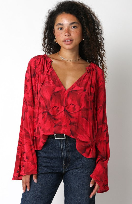 Red Floral Evelin Blouse