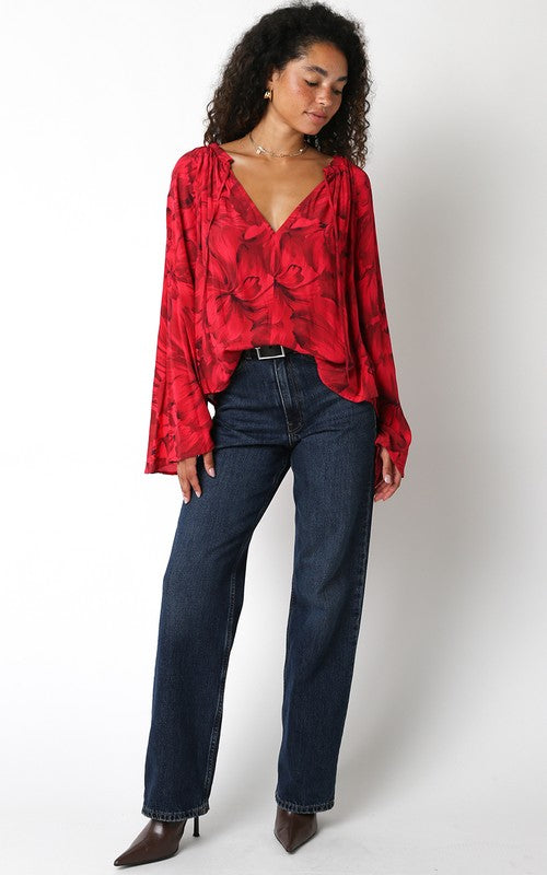 Red Floral Evelin Blouse