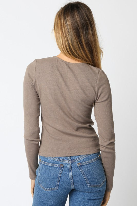 Button Front Top - Truffle