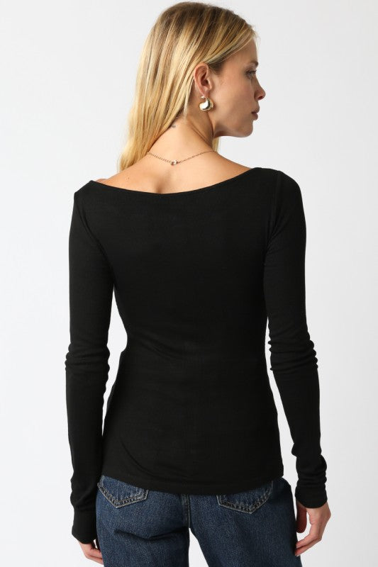 Long Sleeve Button Front Top