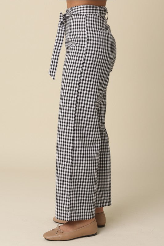 Gingham Tie-waist Pants