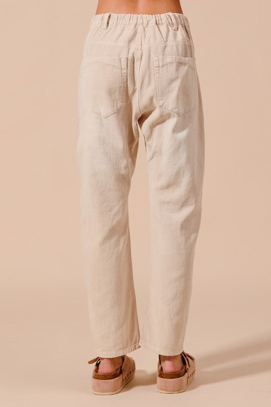Vintage Washed Tie Front Pants