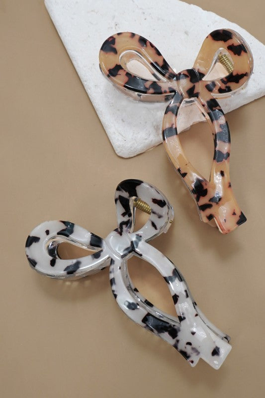 Jumbo Animal Leopard Print Bow Hair Claw Clips