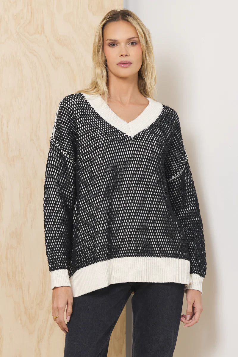 Honeycomb V Neck Sweater