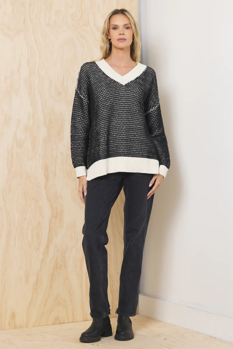 Honeycomb V Neck Sweater