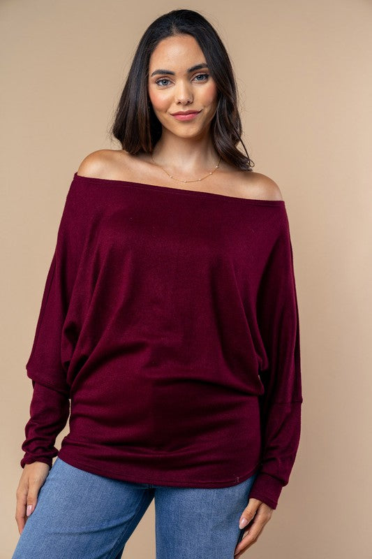 Wine Dolman Knit Top