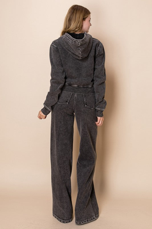 Washed Denim Zip Up