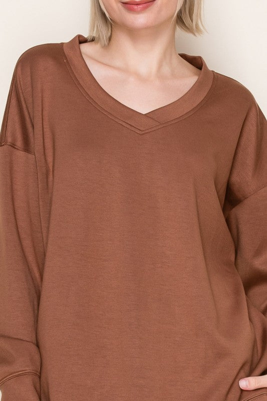 Soft Caramel V Neck Tunic