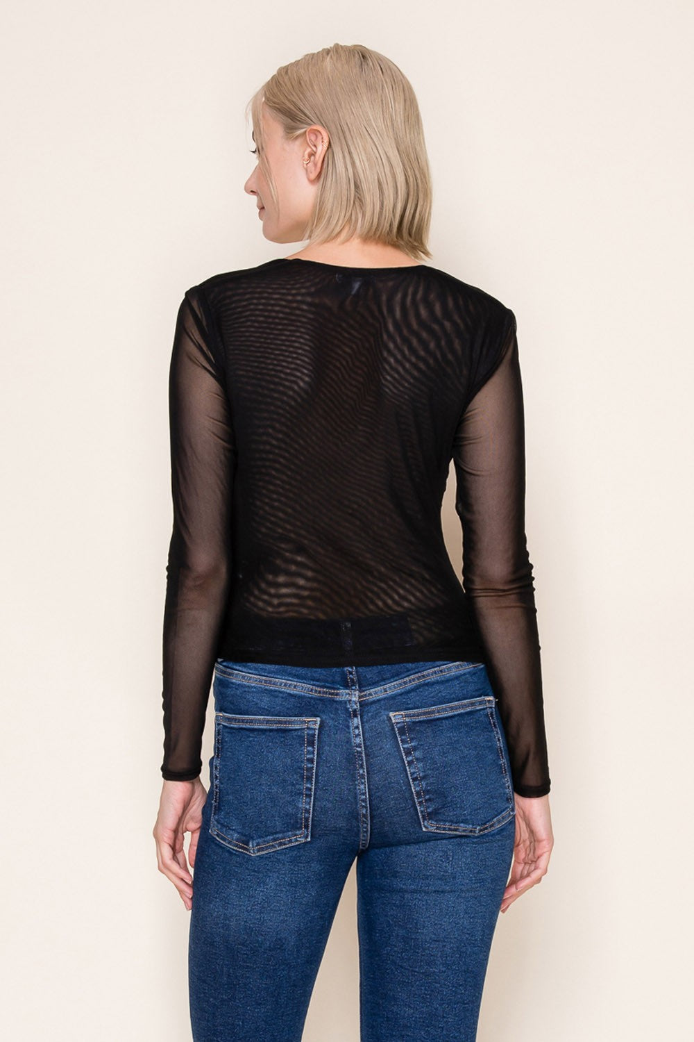 Long Sleeve Sheer Sleeve & Back Top