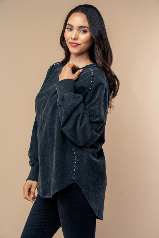 Black Sweatshirt With Stud Detail