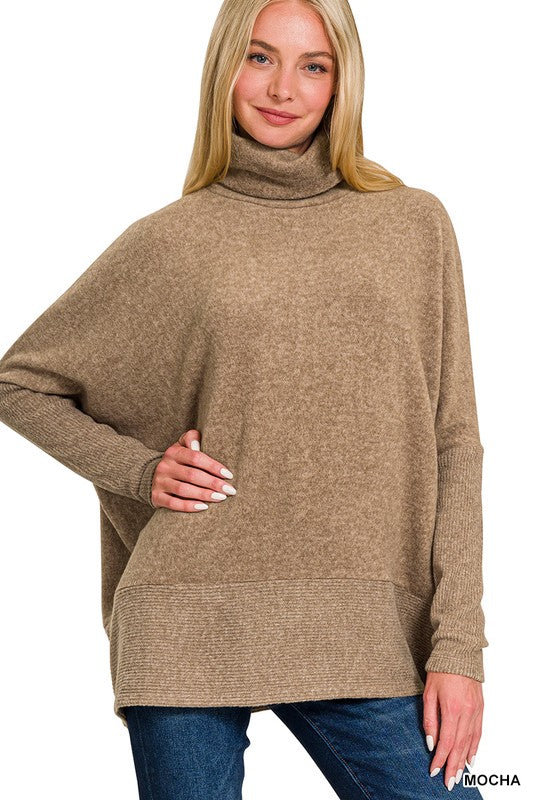 Brushed Hacci Turtleneck - MOCHA