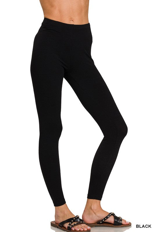Black Cotton Full Length Leggings