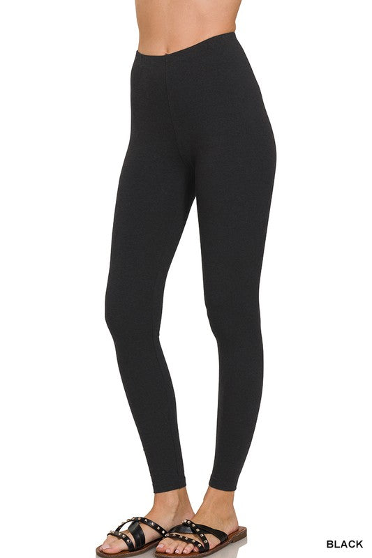 Black Cotton Full Length Leggings