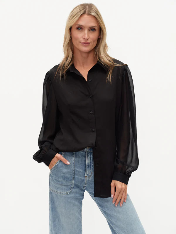 Black Sheer Sleeve Blouse