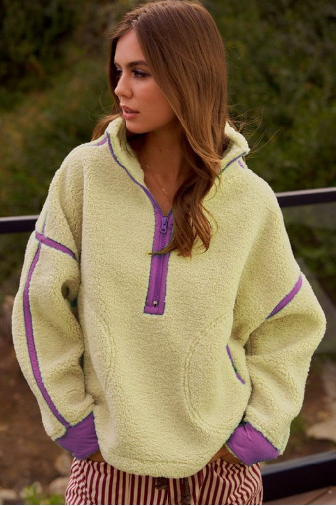 Lavender Detail Fleece Pullover