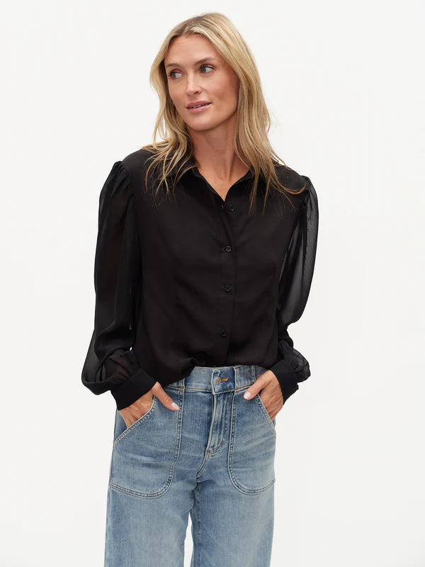 Black Sheer Sleeve Blouse