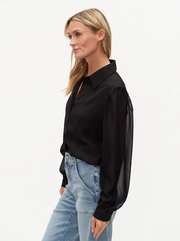 Black Sheer Sleeve Blouse