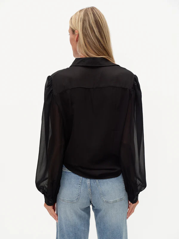 Black Sheer Sleeve Blouse