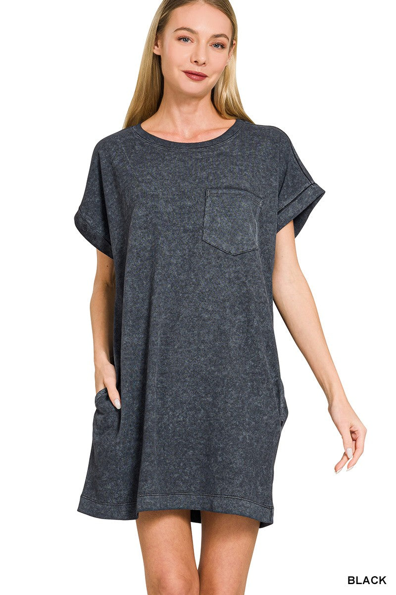 Black Washed T-Shirt Dress