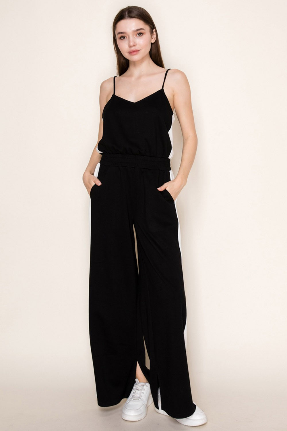 Black White Stripe Jumpsuit