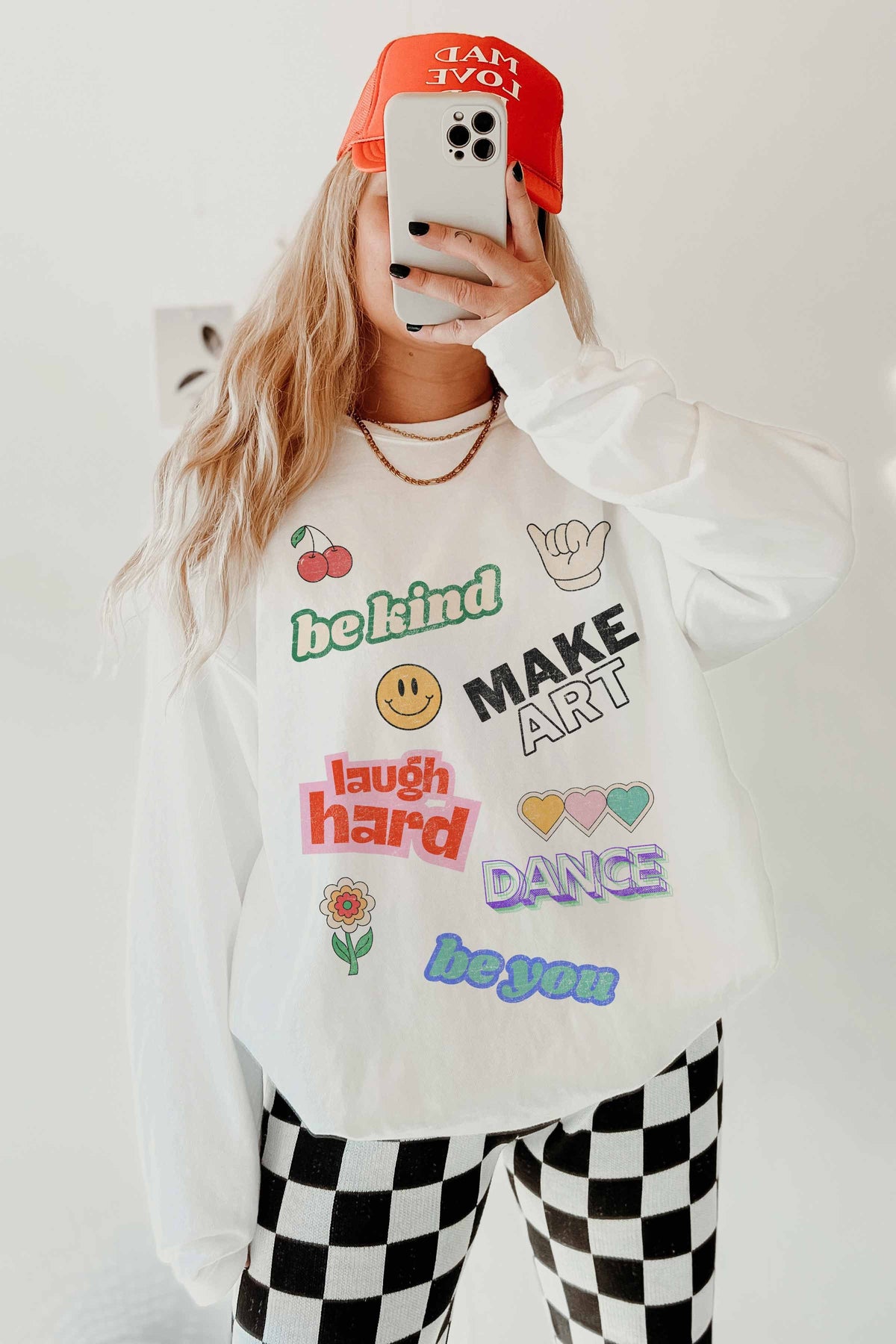 Positive Stickers Graphic Sweatshirt