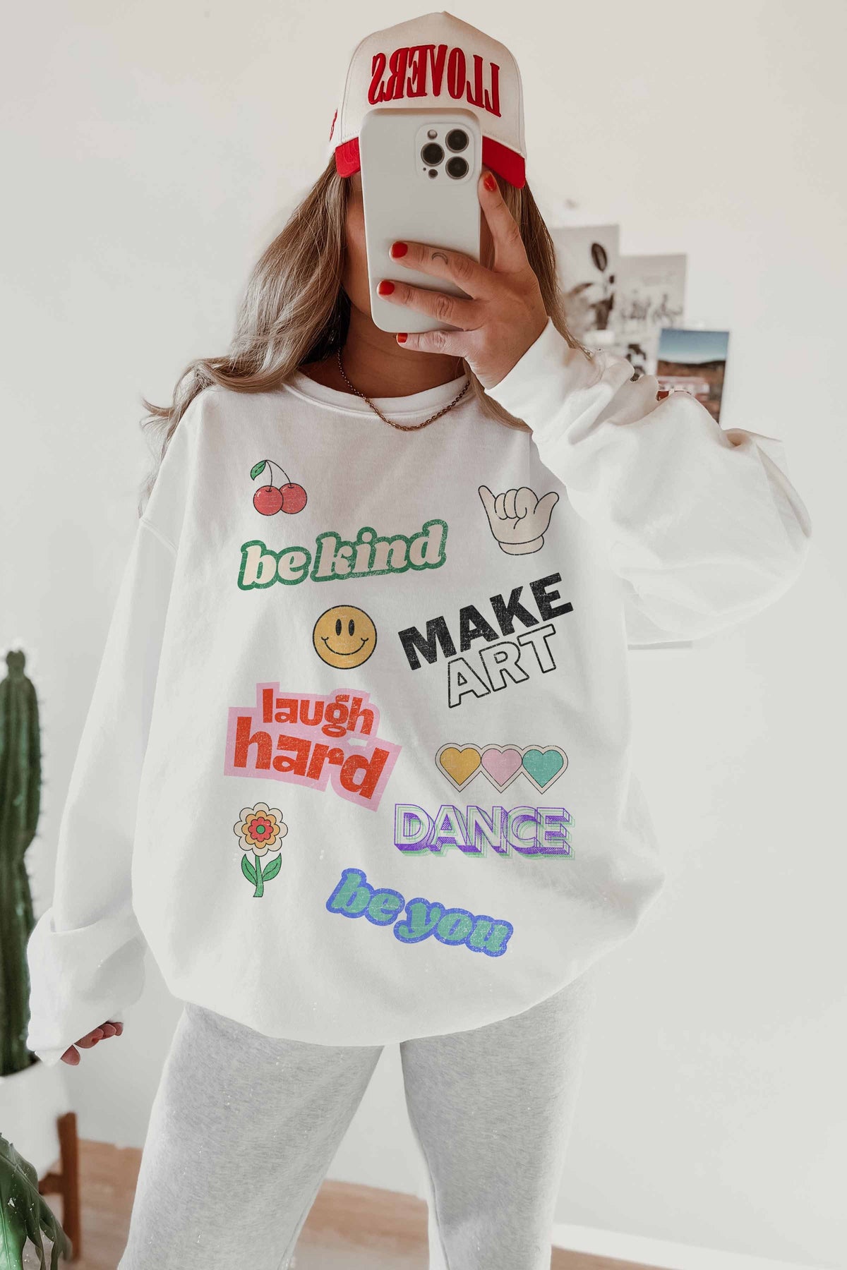 Positive Stickers Graphic Sweatshirt