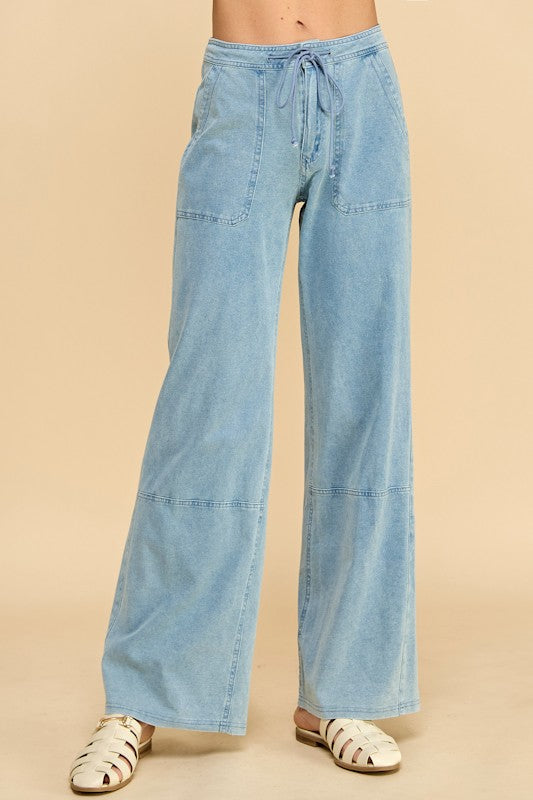 パンツ rurumu: 24SS drawstring denim pants Denim Drawstring Pants