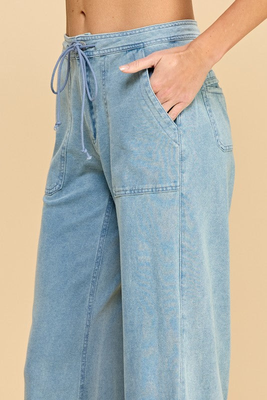 Denim Drawstring Pants