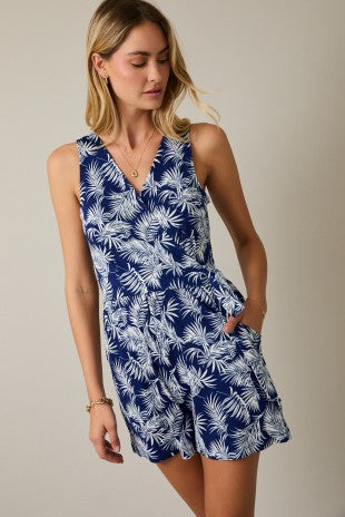 Navy Faux Wrap Romper