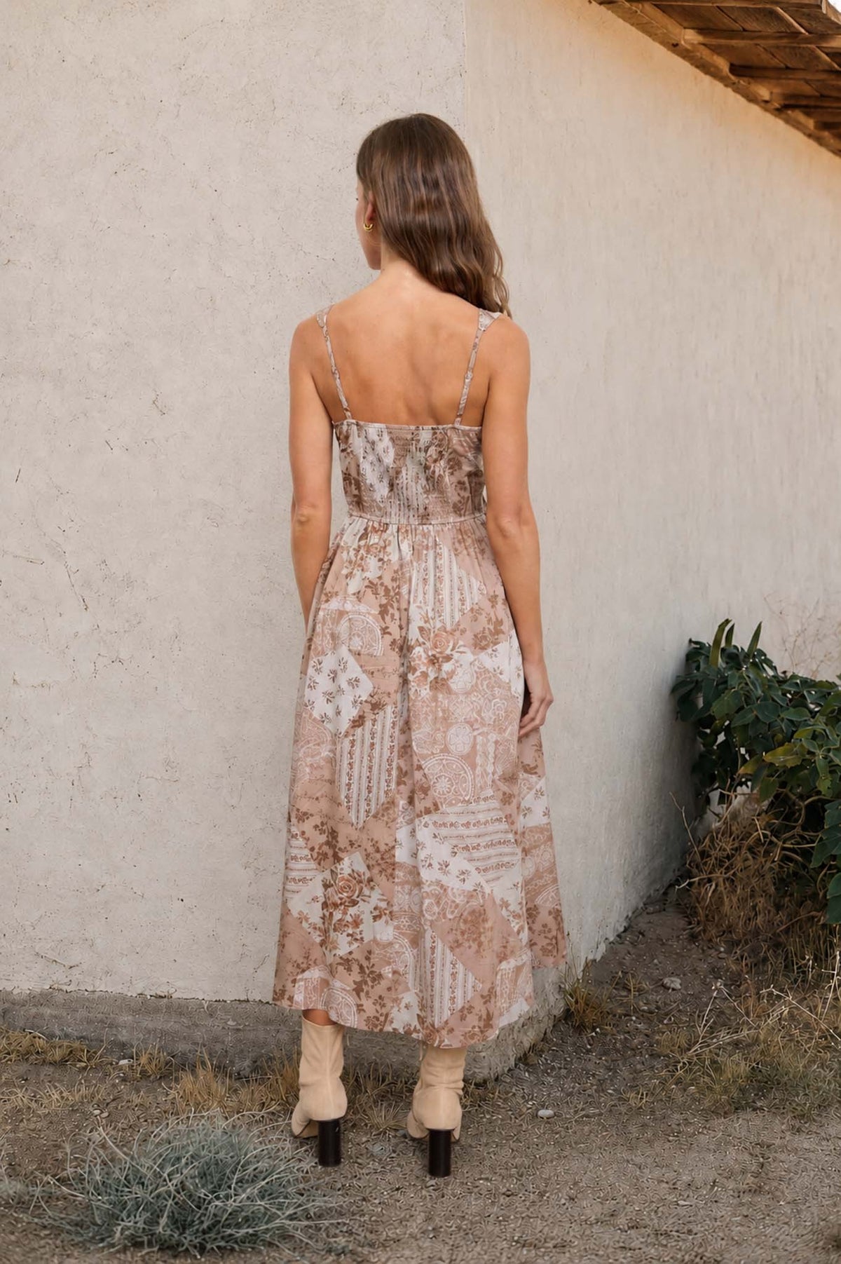 Brown Paisley Midi Dress