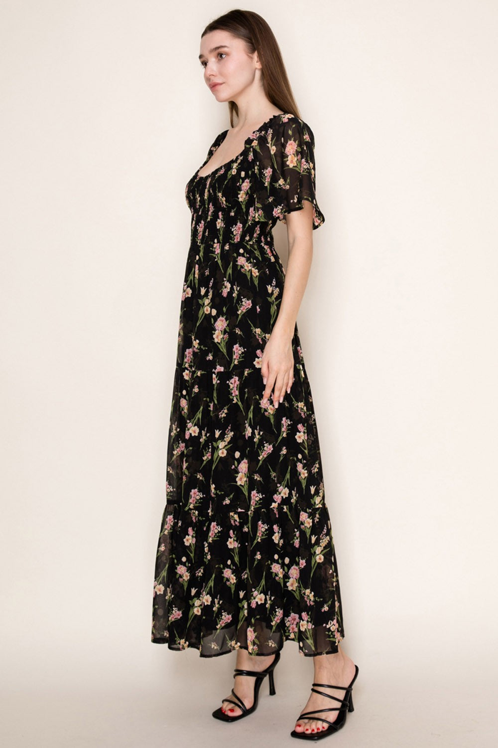 Floral Flutter Sleeve Dress