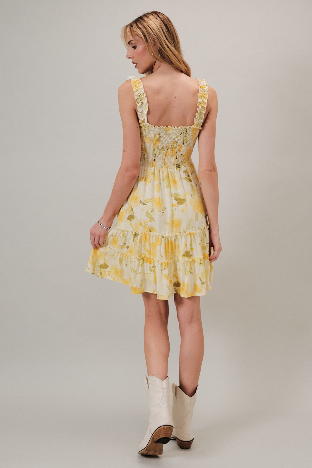 Yellow Ruffle Floral Dress