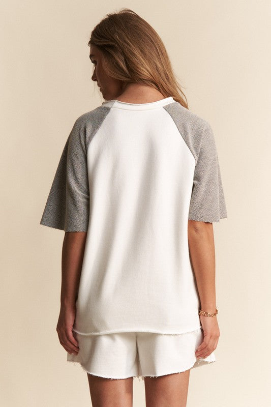 Grey French Terry Top And Short Set
