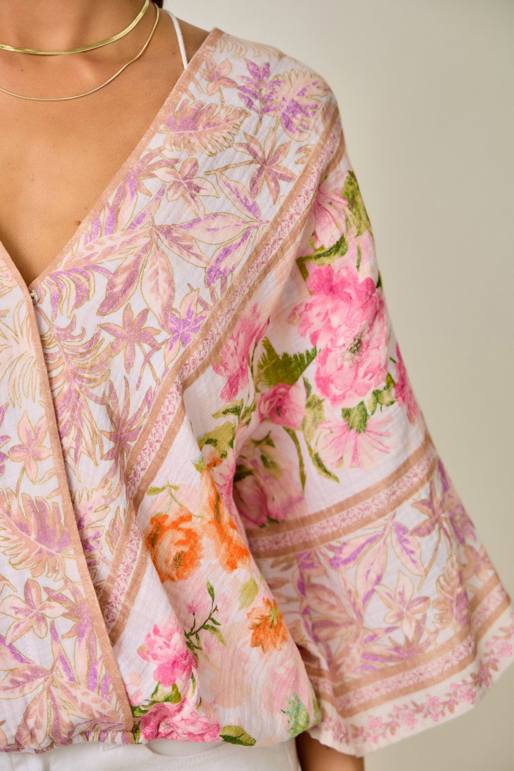 Print Wrap Kimono Top