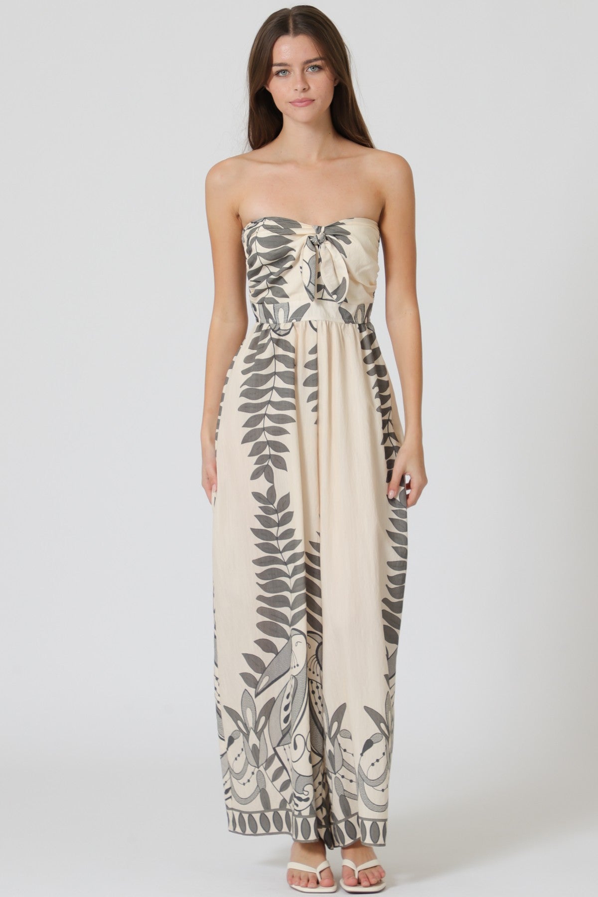 Beige Printed Jumpsuit
