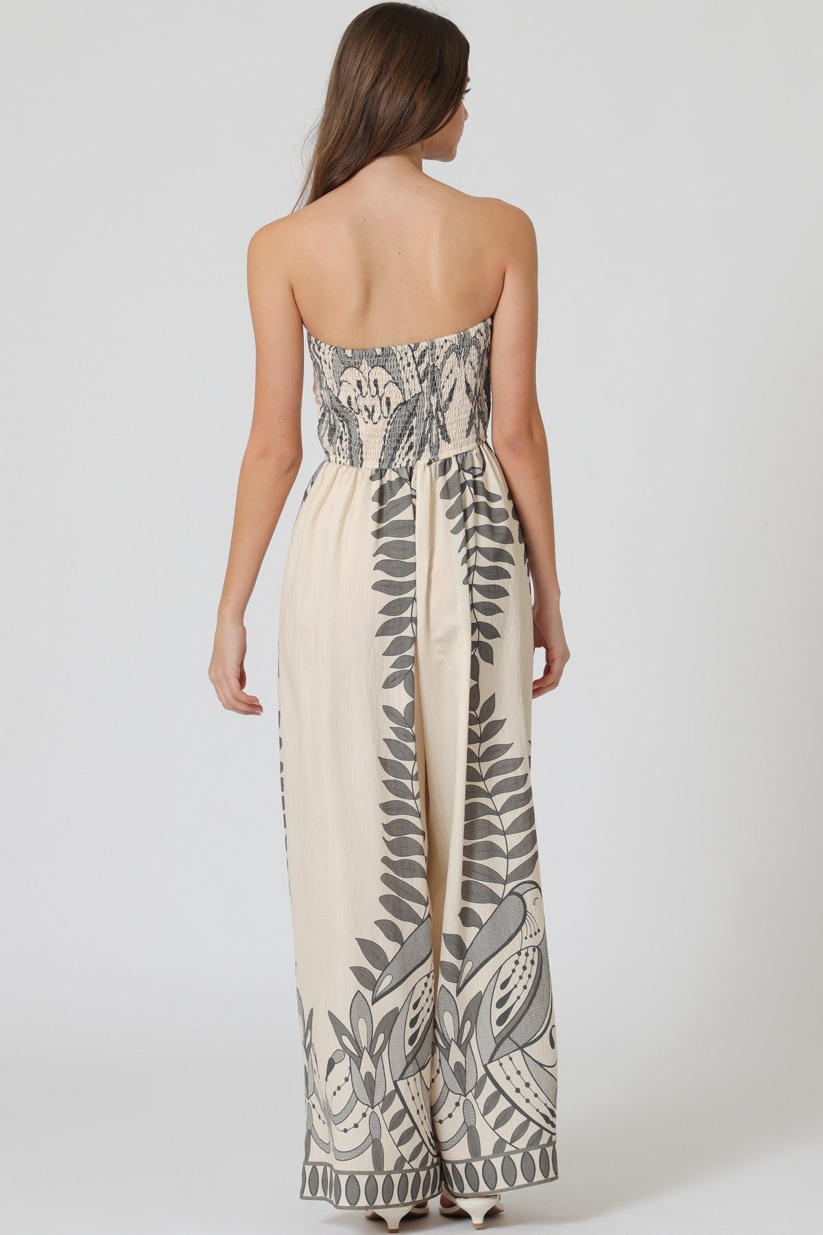 Beige Printed Jumpsuit