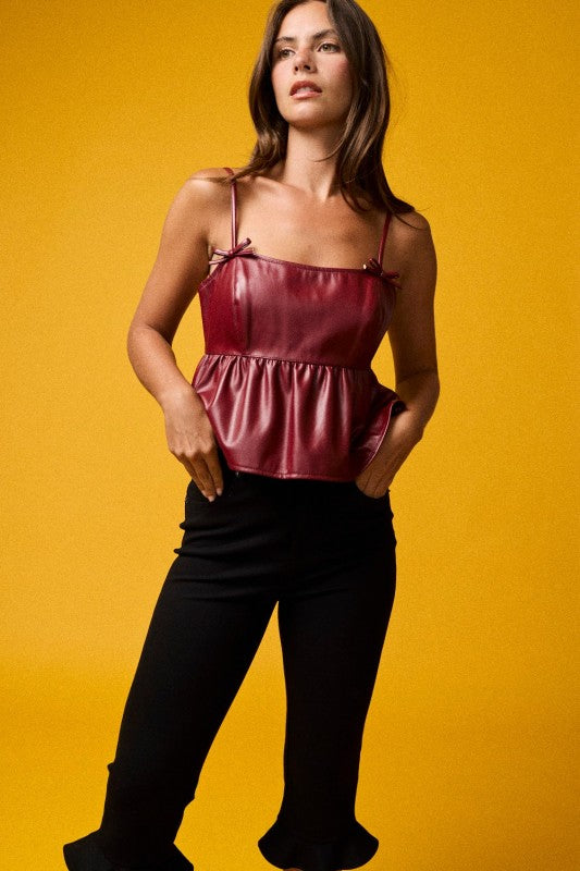 Faux Leather Bow Top