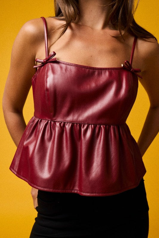 Faux Leather Bow Top