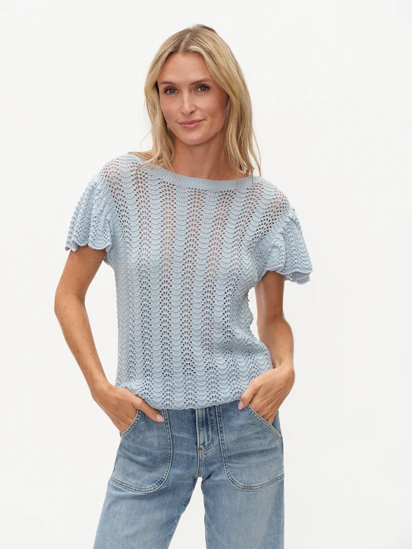 Blue Mist Flutter Sleeve Top