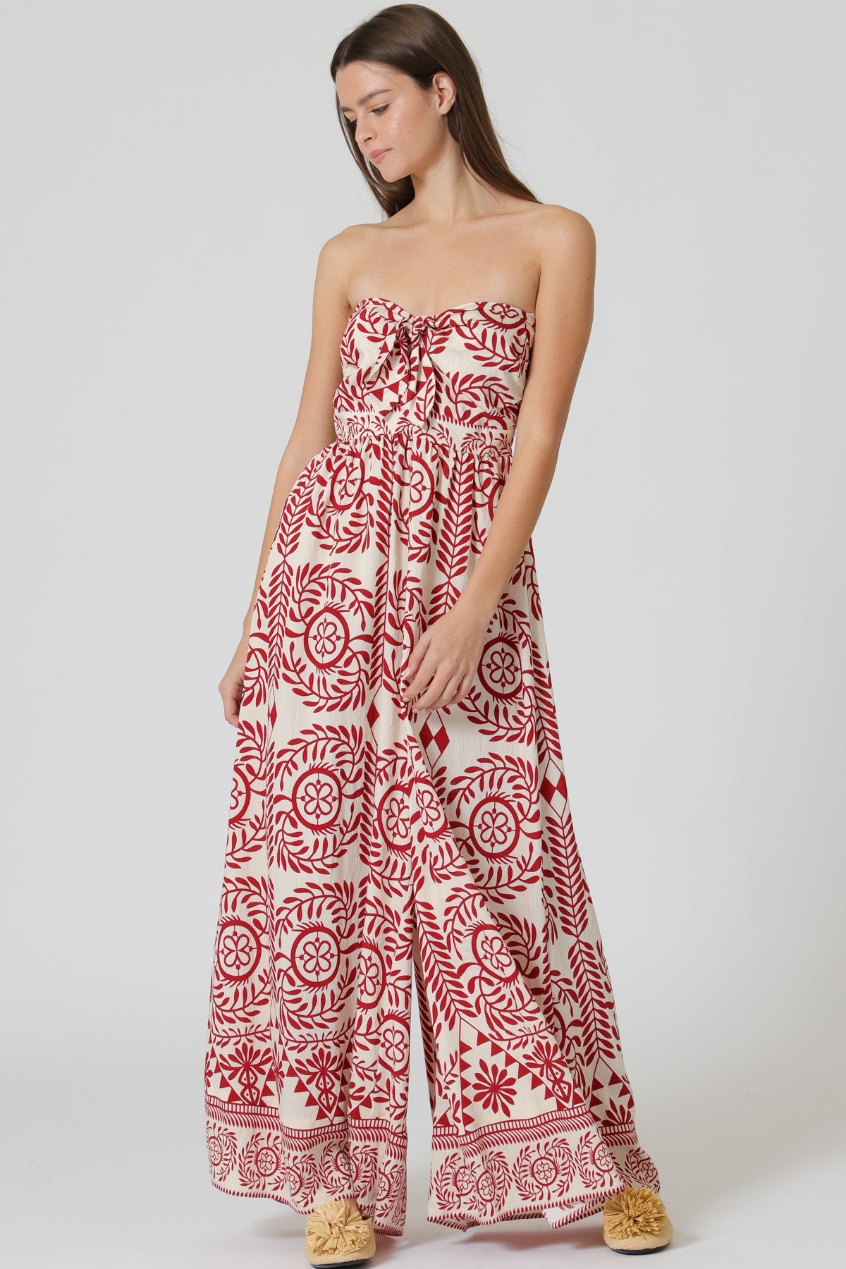 Red Abstract Printed Jumpsuit