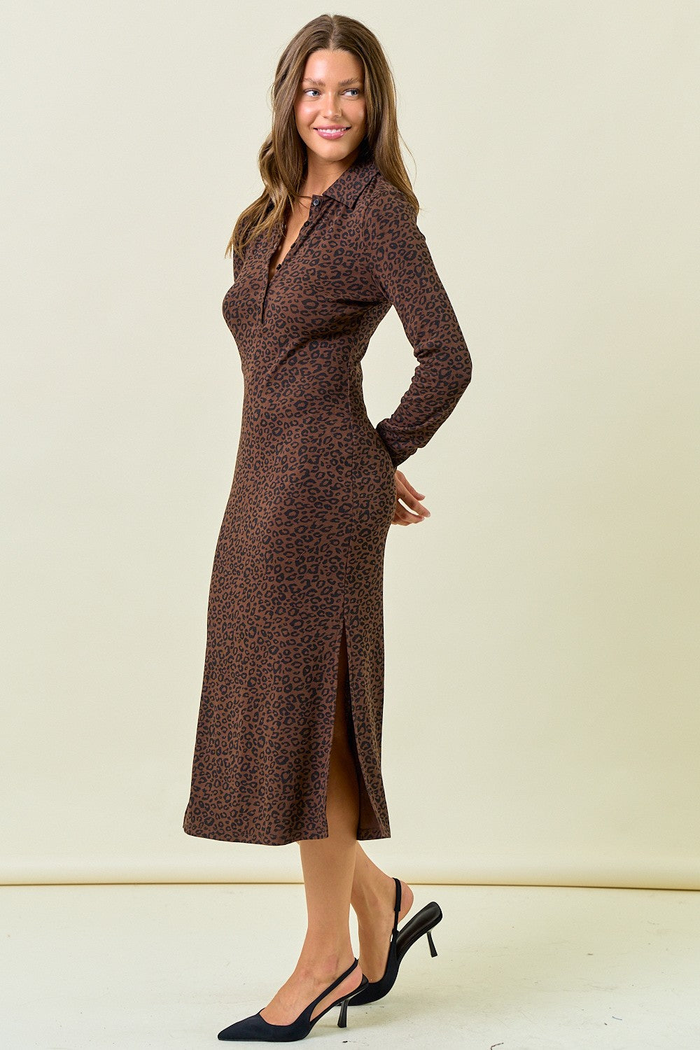Ribbed Leopard Midi Dress
