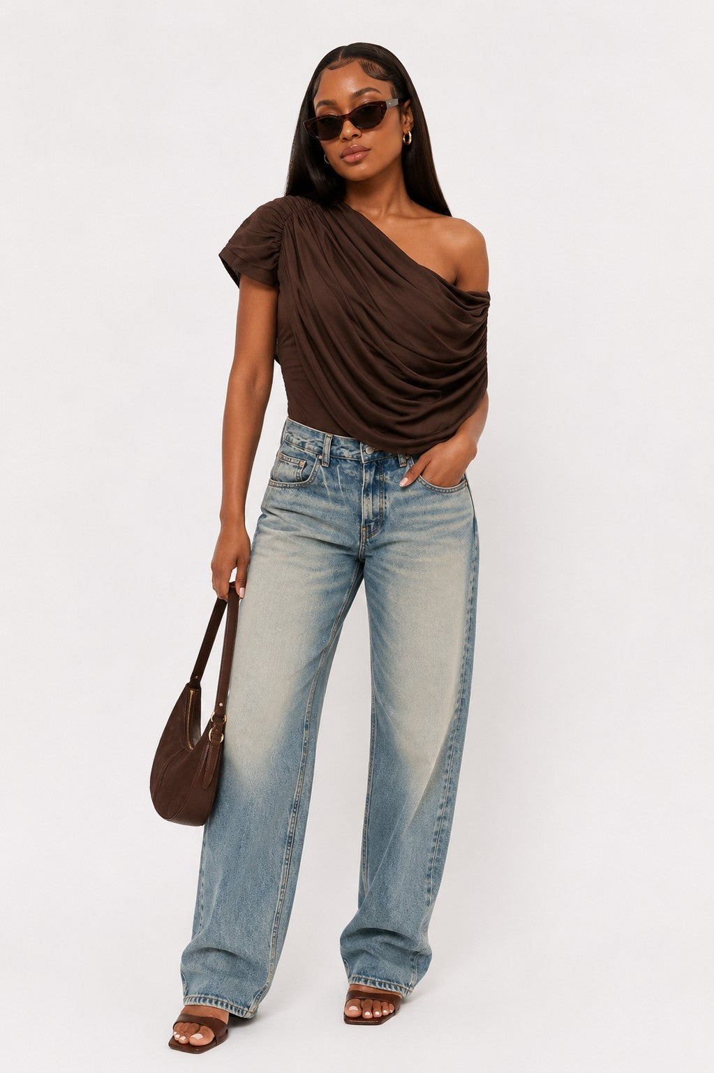 Brown Drape Bodysuit